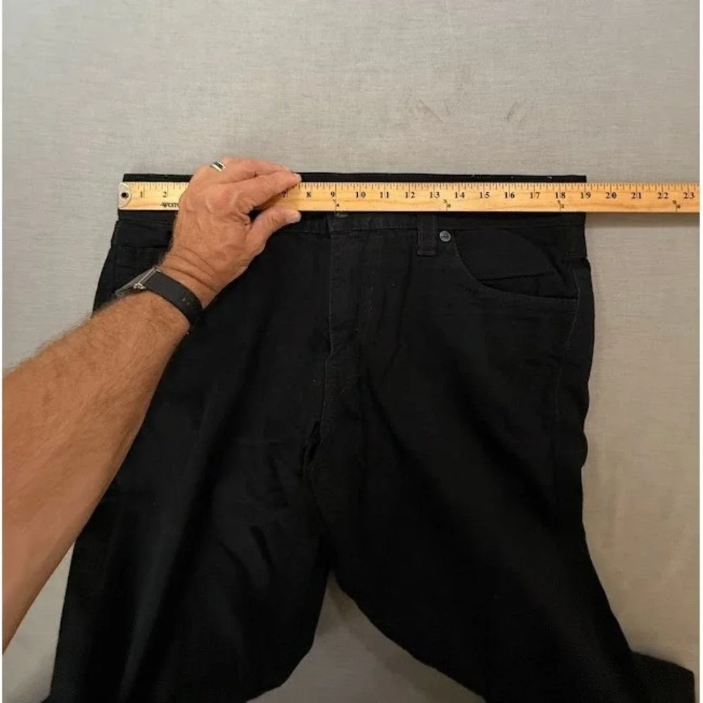 TRUE RELIGION‎ Ricky Black Straight Jeans Men's Belted Flap Pocketed 38X31.